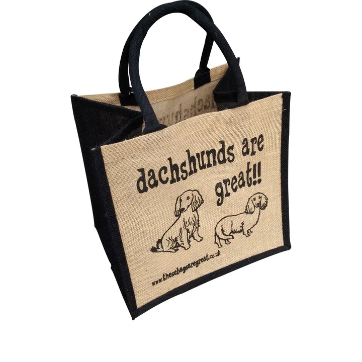 Jute Shopping Bag - Dachshunds are great