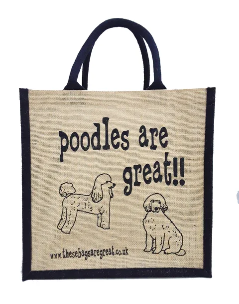 Jute Shopping Bag -  Poodles  are great