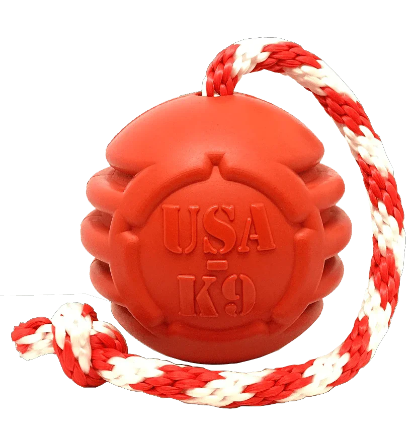 USA-K9 Magnum Stars & Stripes Ball mit Seil