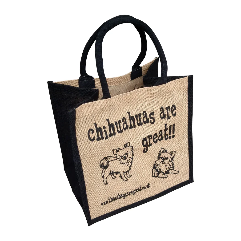 Jute Shopping Bag - Chihuahuas are great (Langhaar)