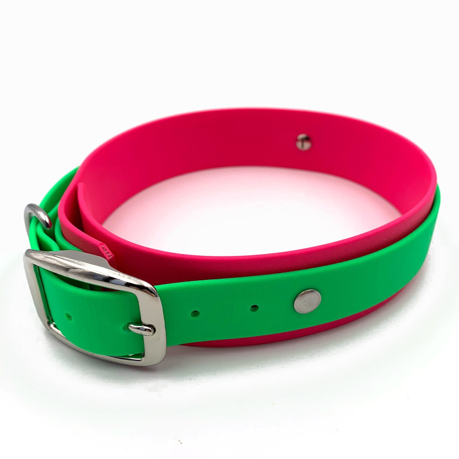Biothane Halsband "Two Colours" - 4 cm - GREEN/PINK