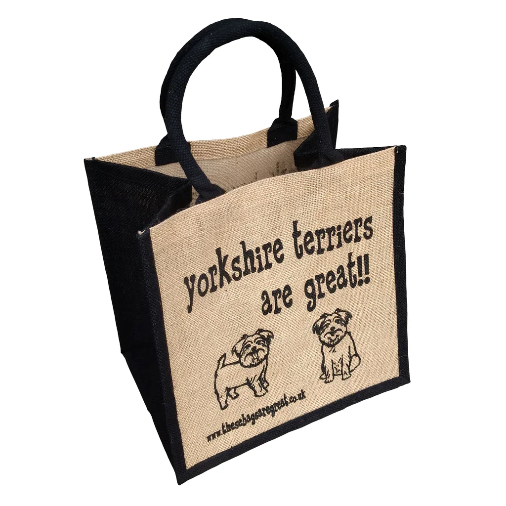 Jute Shopping Bag - Yorkshire Terriers are great