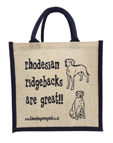 Jute Shopping Bag -  Rhodesian Ridgebacks are great