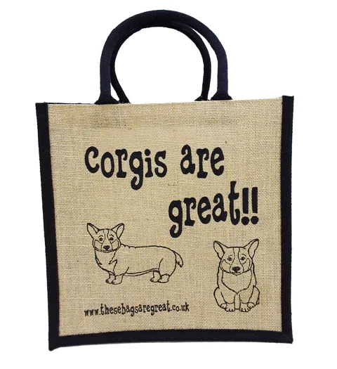 Jute Shopping Bag - Corgis are great