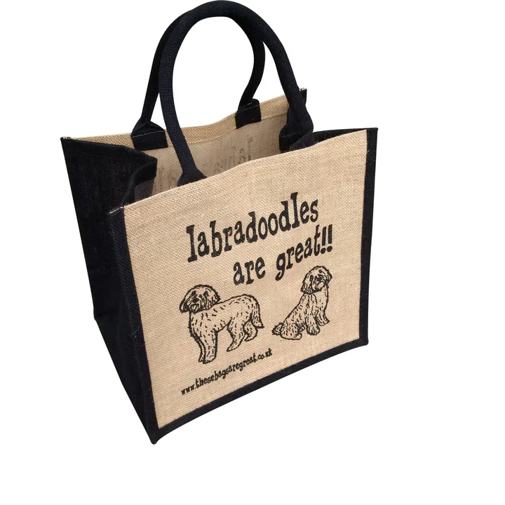 Jute Shopping Bag - Labradoodles are great
