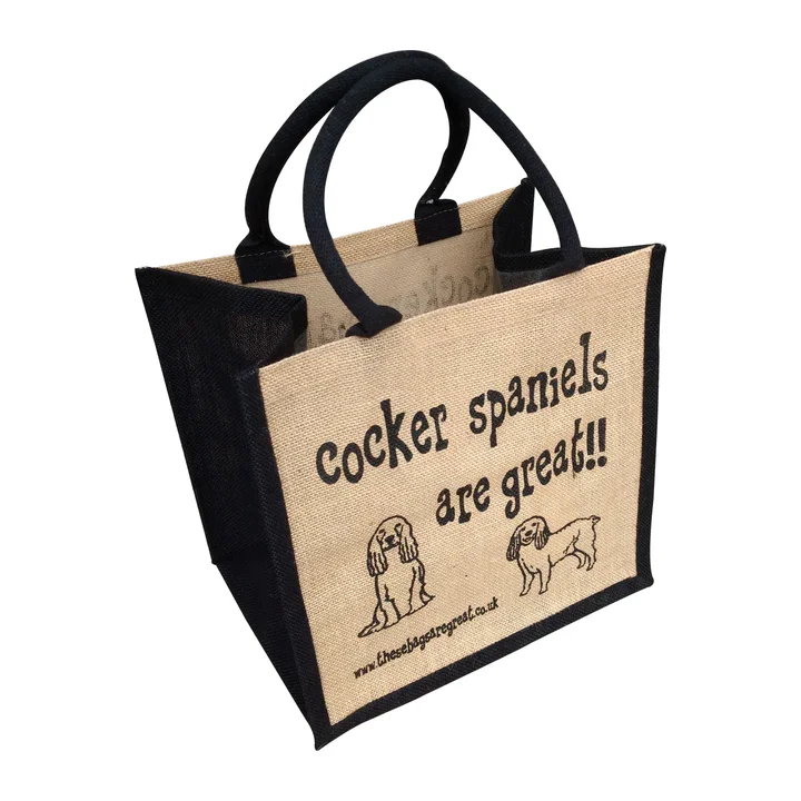 Jute Shopping Bag - Cocker Spaniels are great