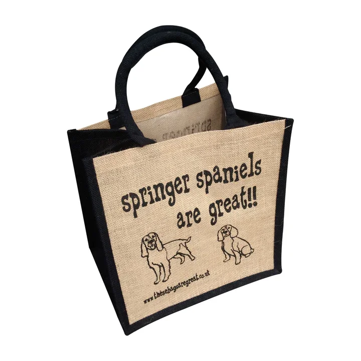 Jute Shopping Bag -  Springer Spaniels are great