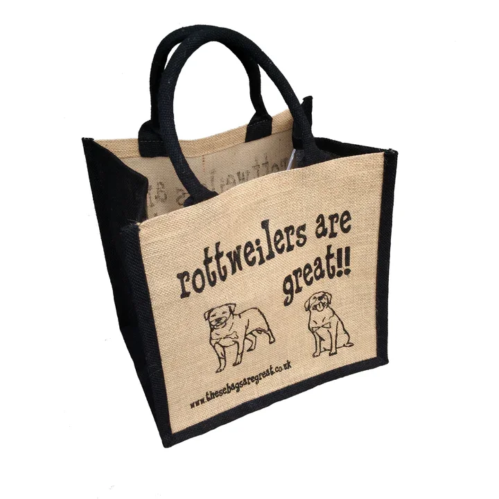 Jute Shopping Bag - Rottweilers are great