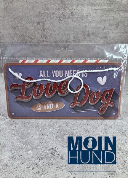 Pfotenschild - Hängeblechschild - Love Dog