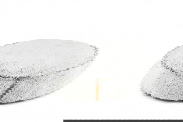 Wolf Pouf " Langhaar Grau-Weiss"