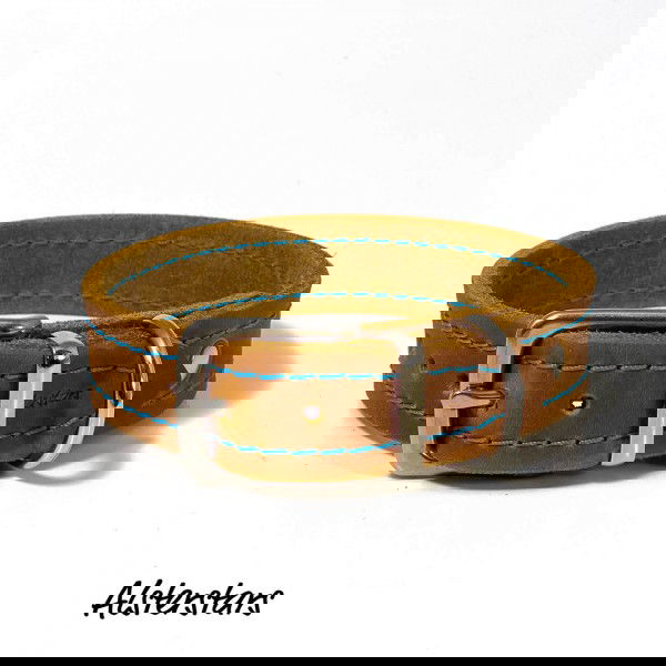 Fettlederhalsband - Petrol meets Cognac