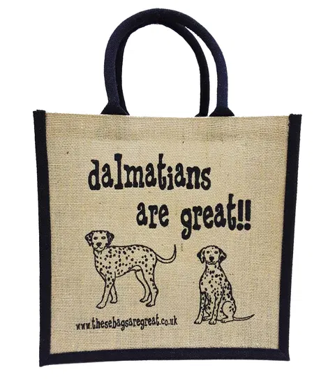 Jute Shopping Bag - Dalmatians are great
