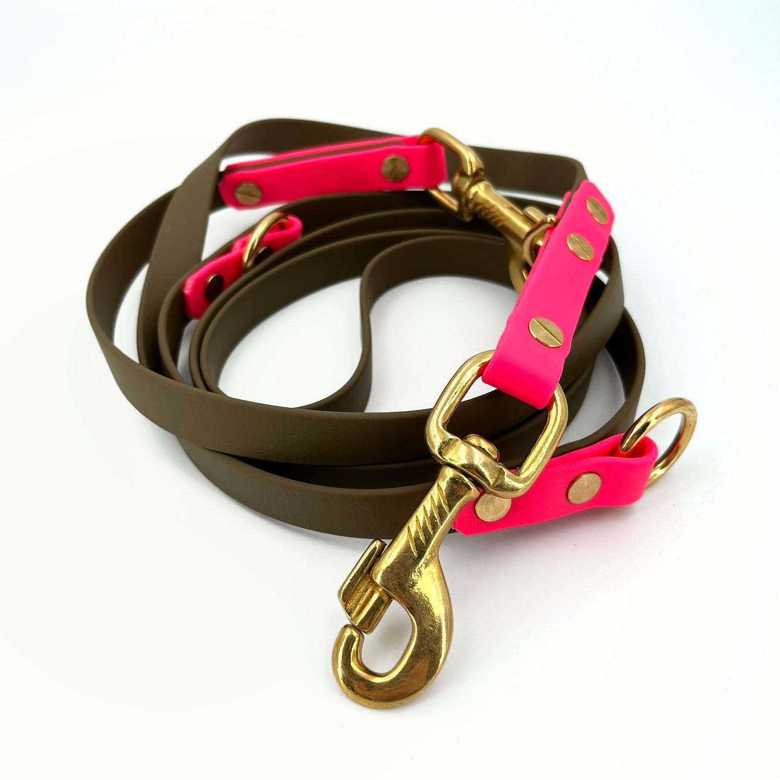 Biothane Standard Leine 2,10m - OLIV / PINK