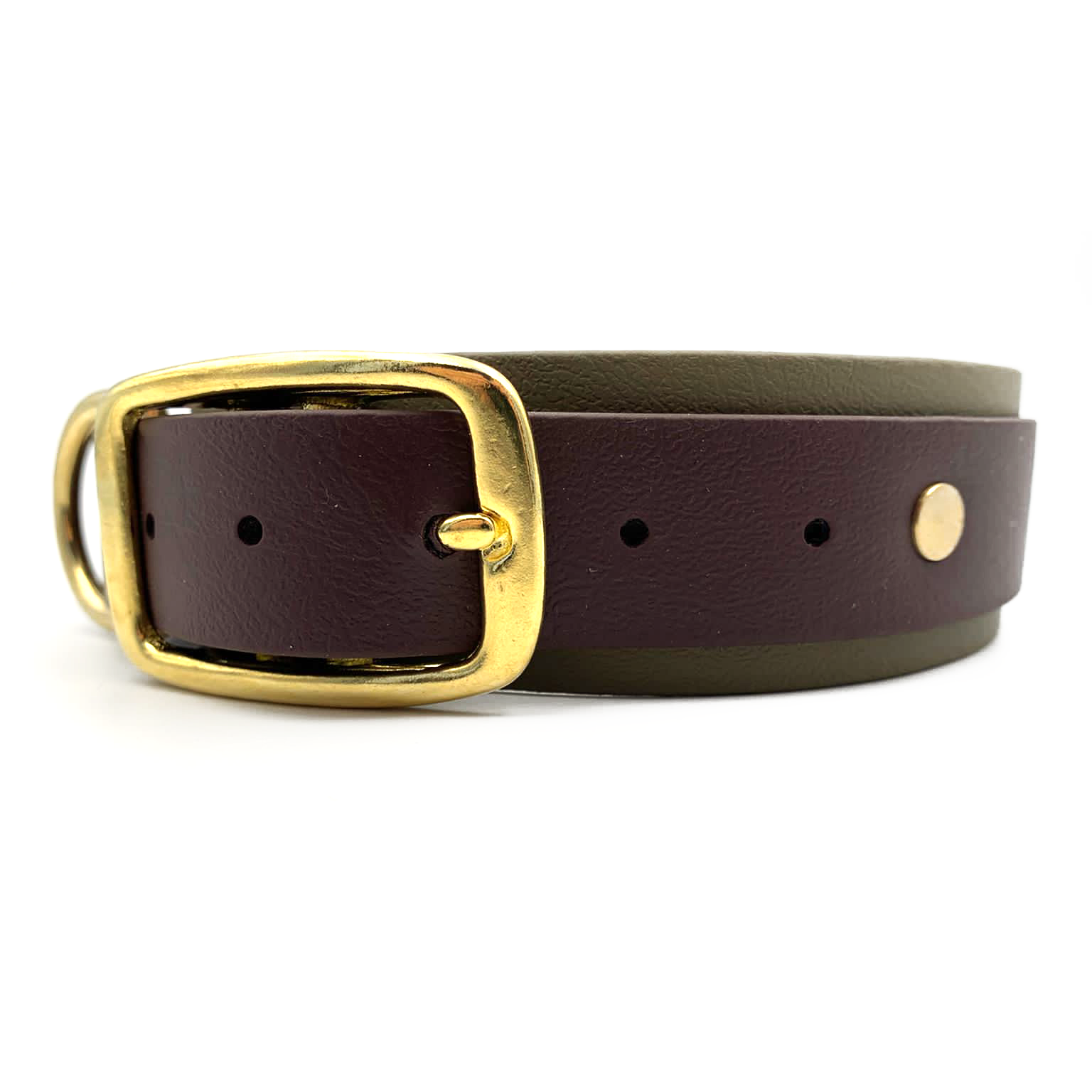 Biothane Halsband "Two Colours" - 2,5 cm - BRAUN/OLIV
