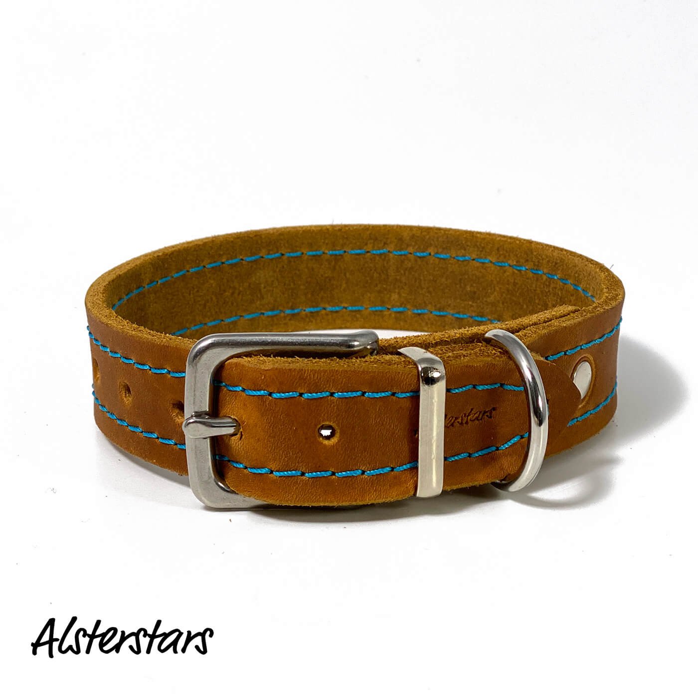 Fettlederhalsband - Petrol meets Cognac