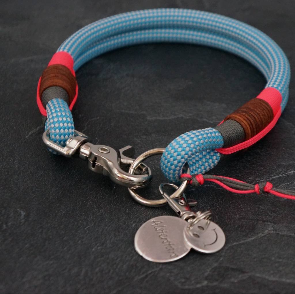 Tauhalsband - Heavenly meets Salmon, Leather and Grey