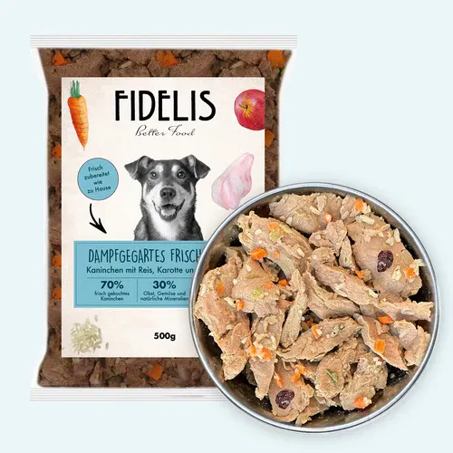 Gekochtes Frische-Menü Kaninchen mit Reis