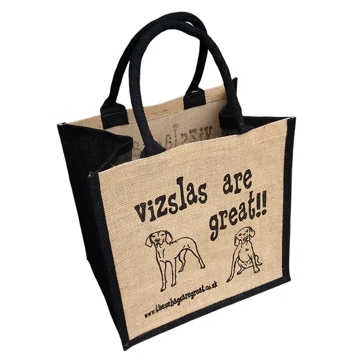 Jute Shopping Bag - Vizslas are great