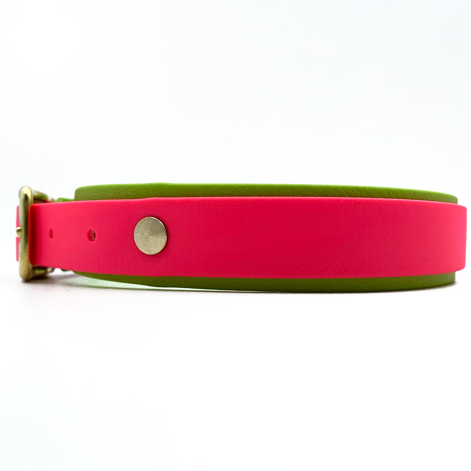 Biothane Halsband "Two Colours" - 2,5 cm - PINK/KIWI