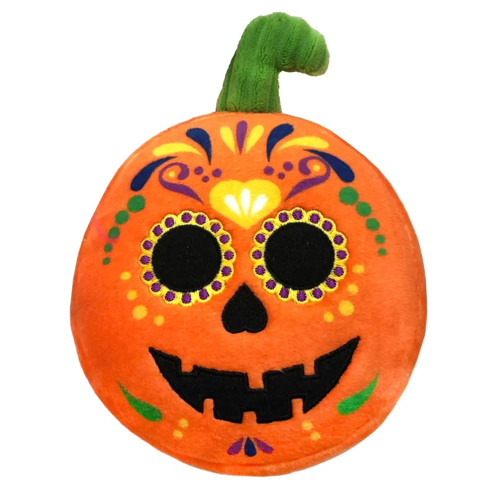 Orange-bunter Totenkopf Kürbis, Halloween Hundespielzeug