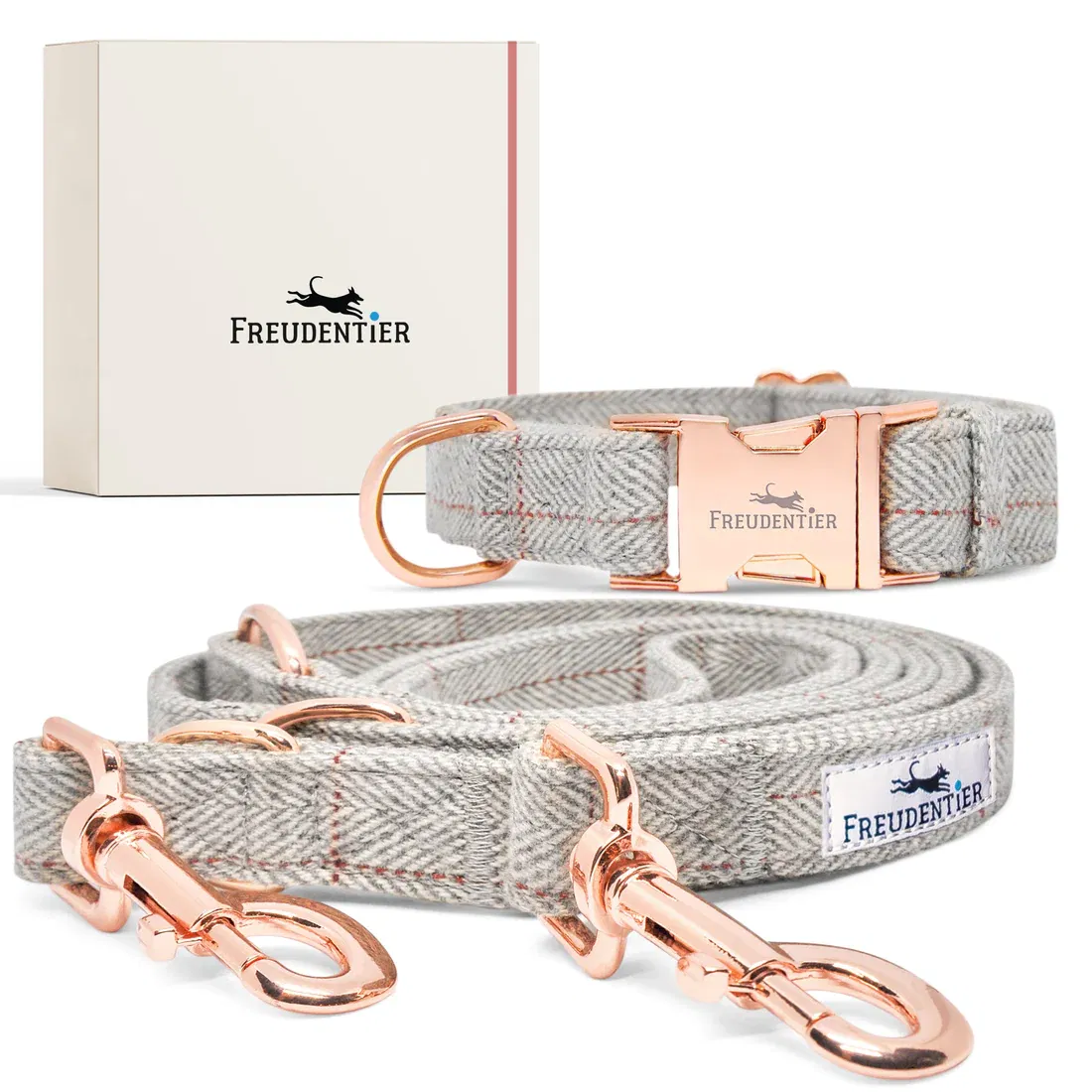 Classic-Set Beige-Braun Halsband + Leine