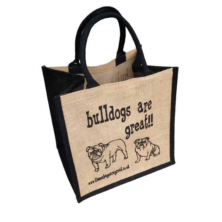 Jute Shopping Bag - Bulldogs are great