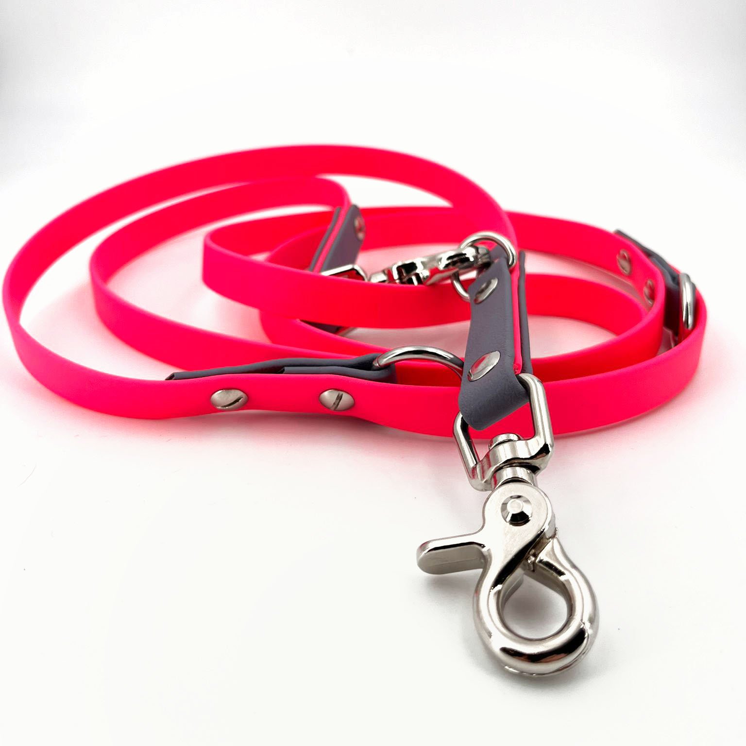 Biothane Standard Leine 2,10m - NEONPINK / GRAU