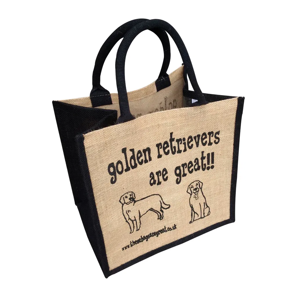 Jute Shopping Bag -  Golden Retrievers are great