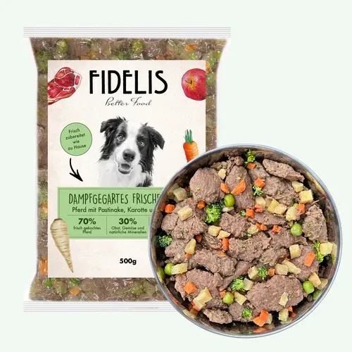 Gekochtes Frische-Menü Pferd mit Pastinake 