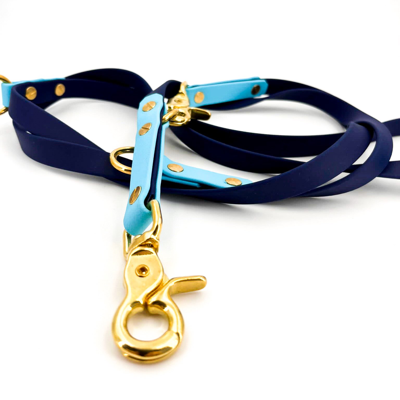 Biothane_Leine_Blau_Messing_Scherenkarabiner