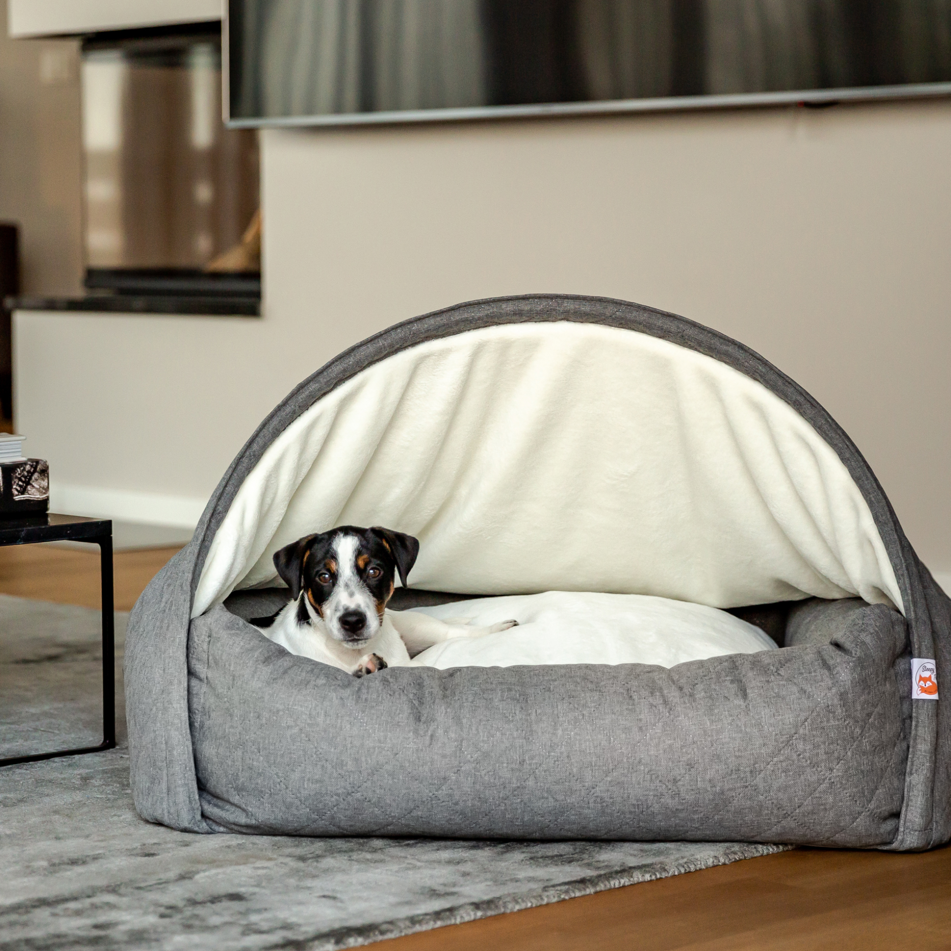  Kuschelhöhlenbett für Hunde - GRAU - Sleepy Fox ®