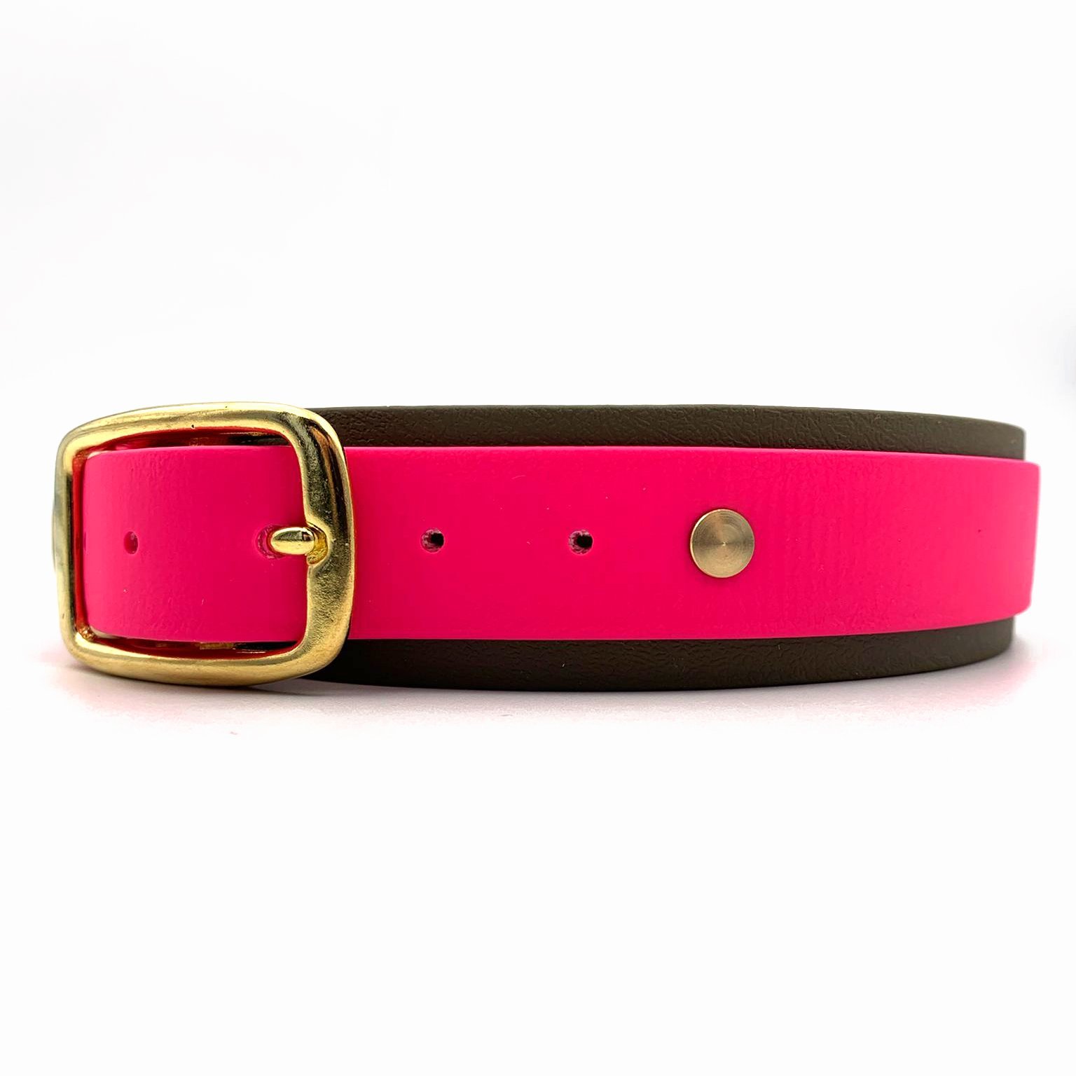 Biothane Halsband "Two Colours" - 4 cm - PINK/OLIV