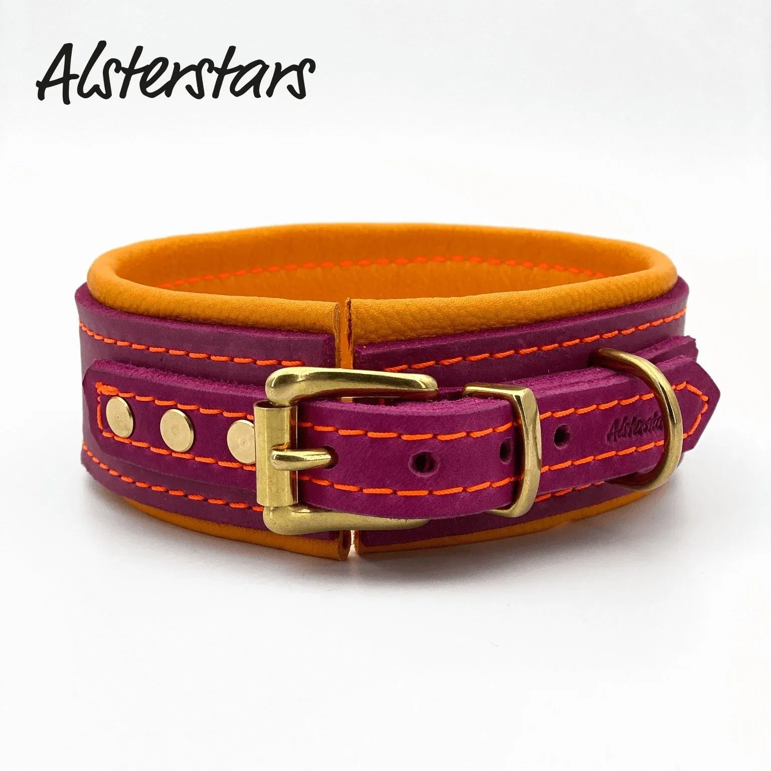 Lederhalsband "Berry Leather meets Orange"