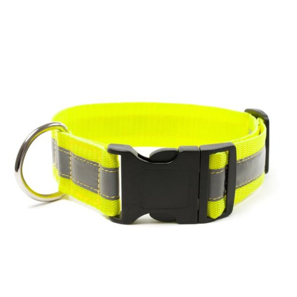 Neongelbes Signalhalsband mit schwarzem Klickverschluss