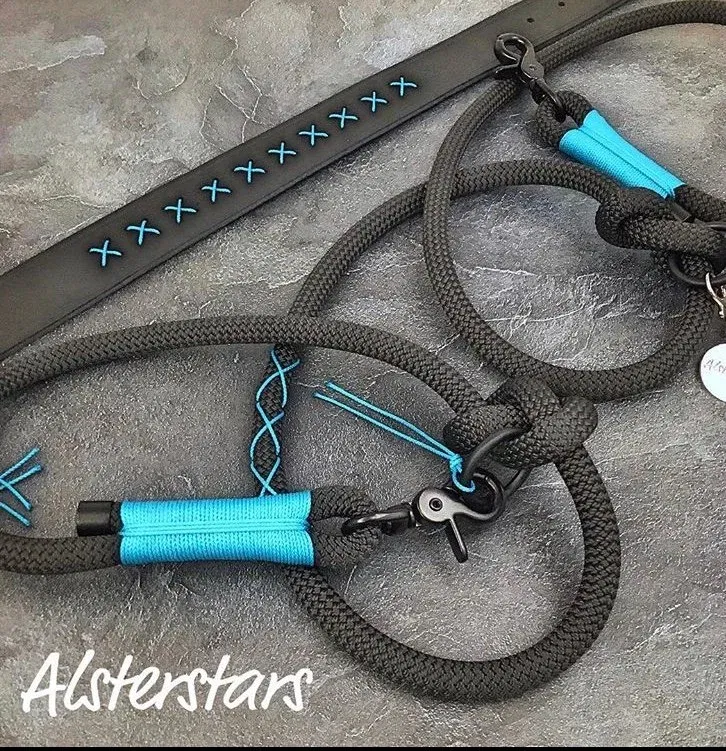 Fettleder Set - Black meets Seablue