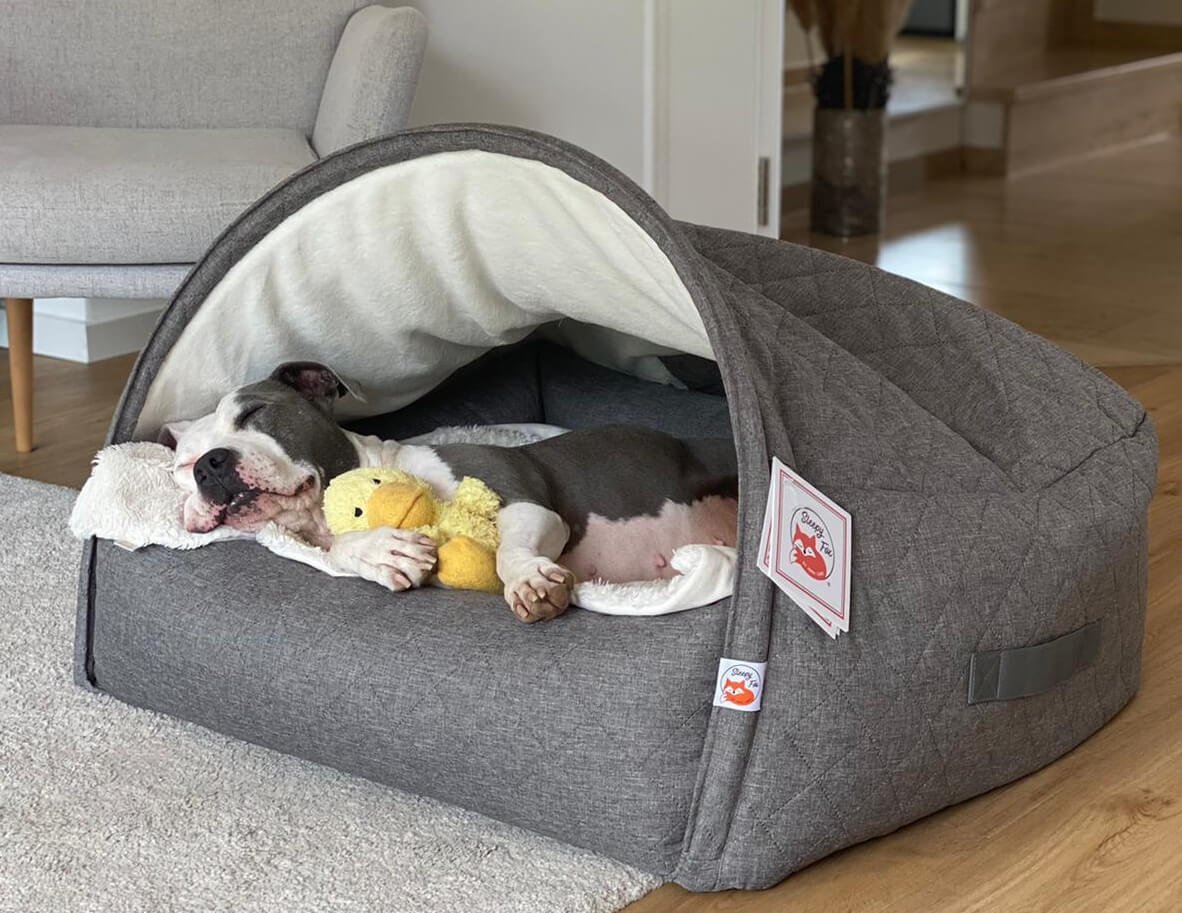  Kuschelhöhlenbett für Hunde - GRAU - Sleepy Fox ®