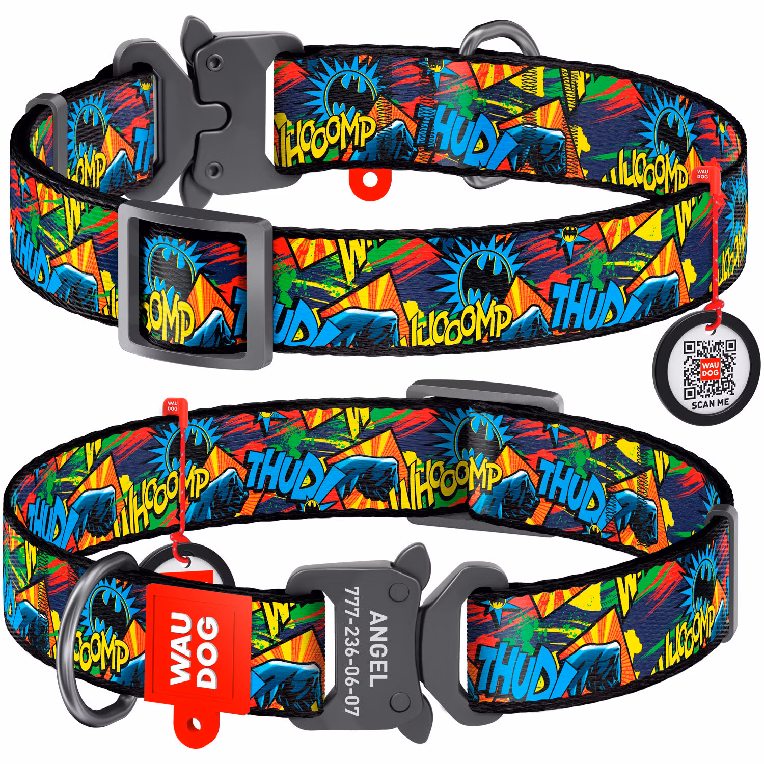 WAUDOG Nylon Halsband BATMAN Comic Metall-Verschluss