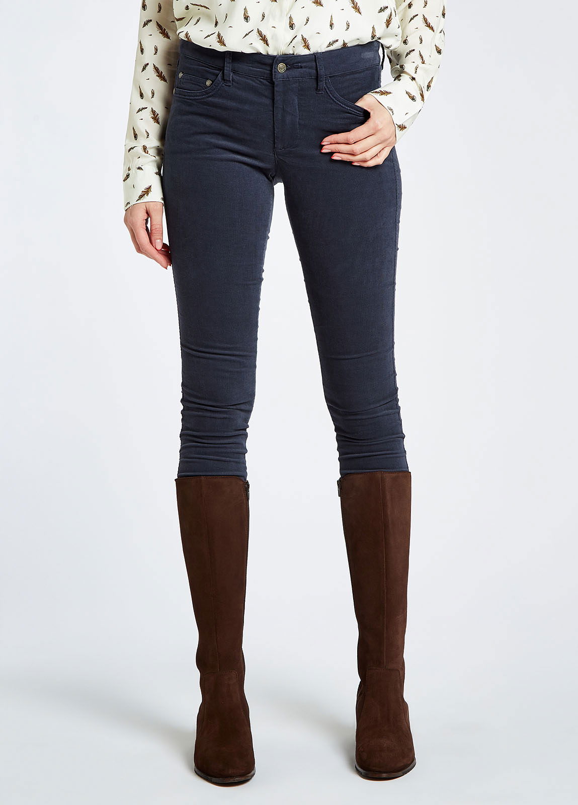 Blaugraue Feincord Hose von Dubarry